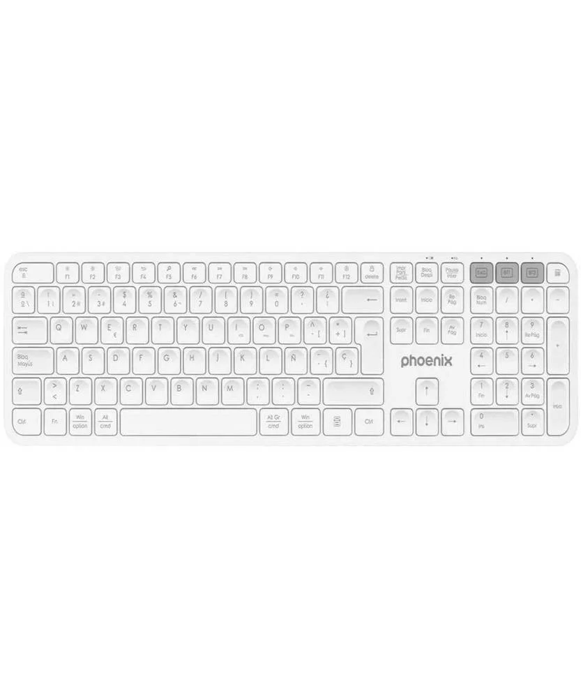 Teclado Bluetooth Phoenix K300 Branco Qwerty Espanhol 