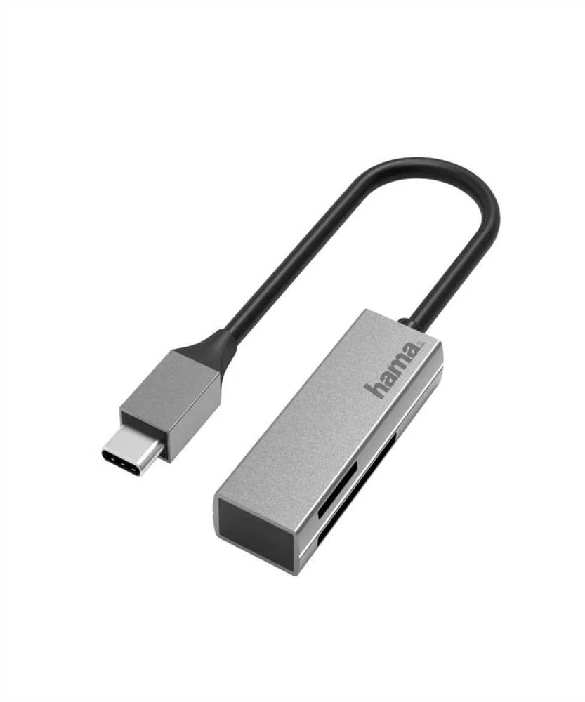 Leitor de Cart&otilde;es Hama Usb Usb-C, Usb 3.0, Sd/Microsd, Aluminio