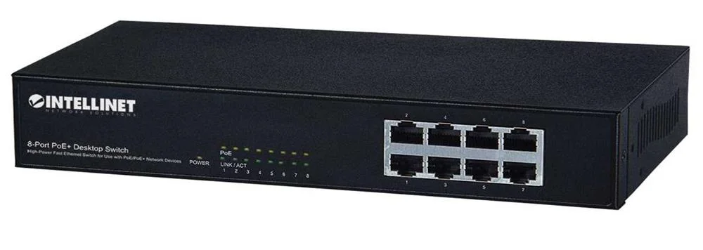 Intellinet 8-Port Fast Ethernet Poe+ Switch  8 X Poe Ports  Ieee 802.3at/Af Power-Over-Ethernet (Poe