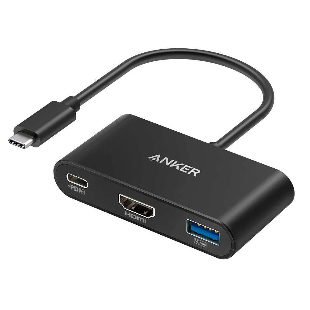 Anker - Hub Usb-C 3 em 1 - Suporta o Carregamento de Pd100w - Transferência de Dados de 5gbps - Admi