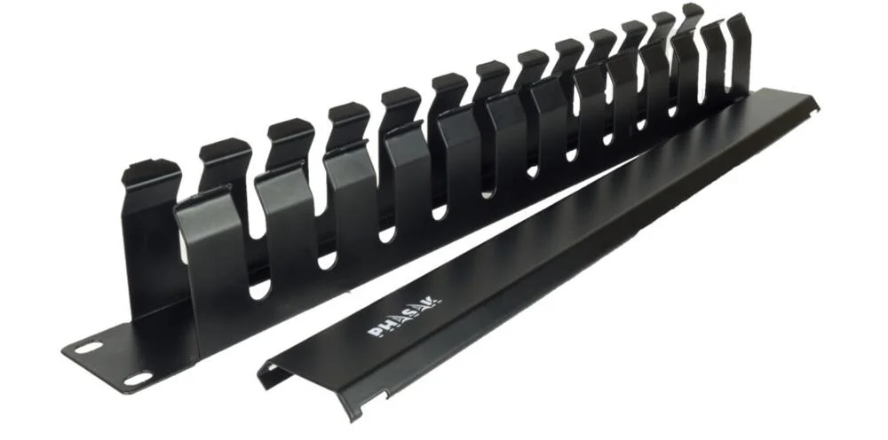 Painel Frontal Guia Cabos 19" 1u com Escova Phasak Preto