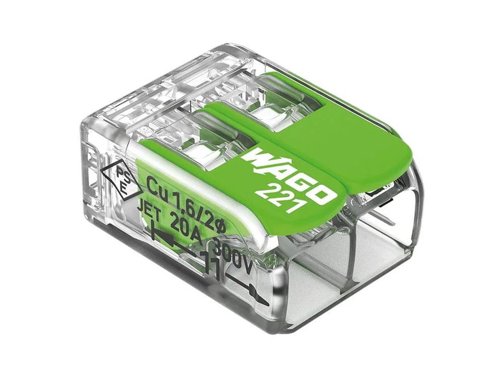 Conector de Junção Compacto 2 X 0,2 - 4 Mm² para Todos Os Tipos de Fios - Verde