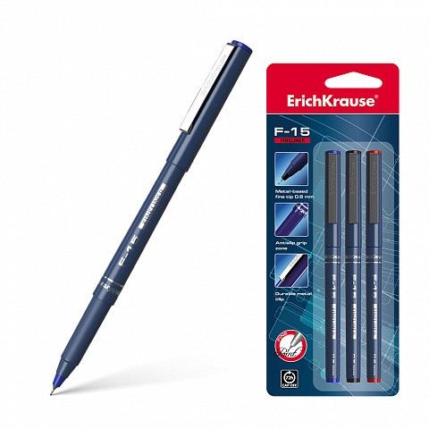 Caneta de Linha Fina Erichkrause F-15. Tinta C.