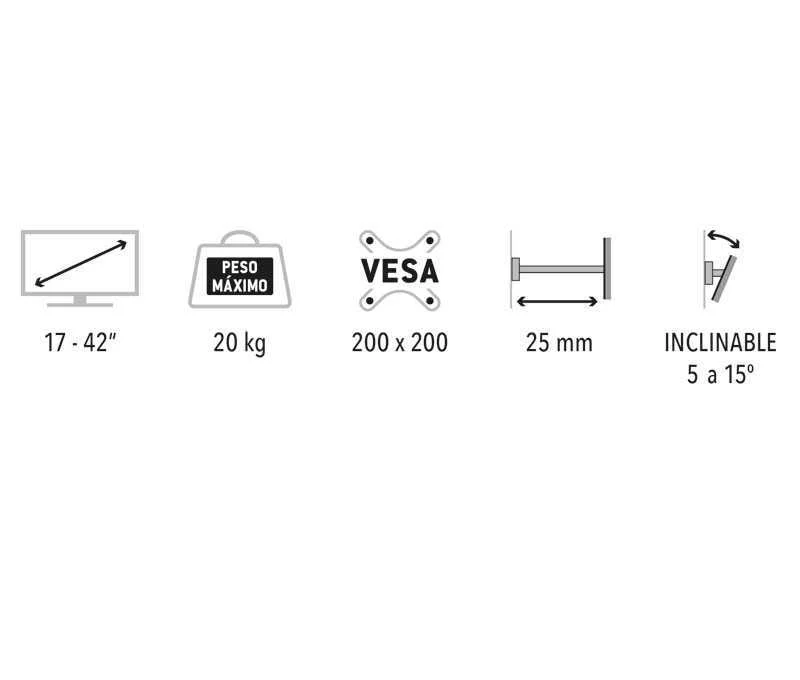 Soporte para Tv Led/Tft de 10"" a 37"" Inclinable