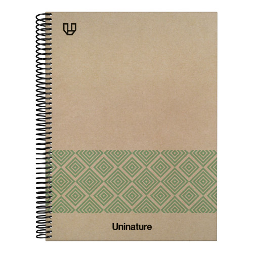 Cuaderno Reciclado A4 Kraft Soft Tapa Dura 80 Hojas 90gr Cuadricula 4x4 Mm Verde Uninature 88500320
