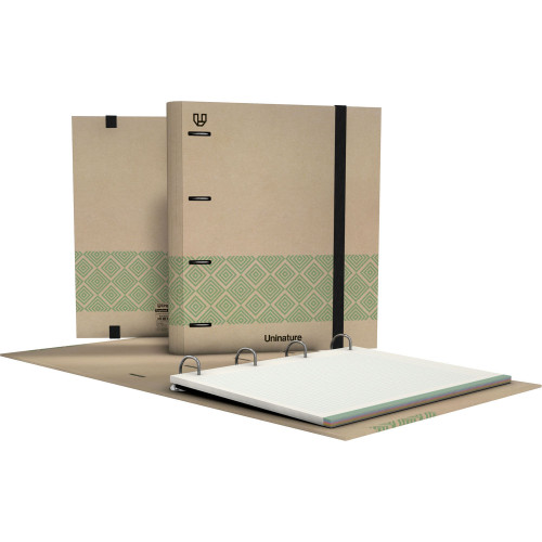 Carpebloc Reciclado Anillas 4x35mm + 100 Hojas 90gr Con Banda Color Kraft Soft A4 Verde Uninature 88