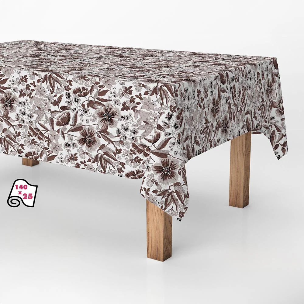 Rolo de Toalha de Mesa Anti-Nódoas Flores Modern .