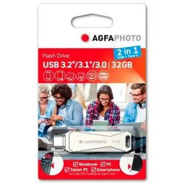 Agfaphoto Usb 3.0 2 em 1 32 Gb Usb-Typec