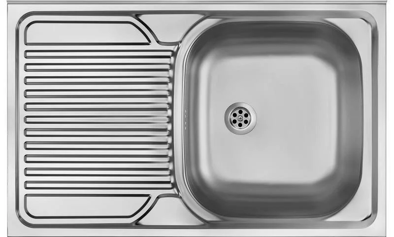 1-Bowl Steel Sink With Drainer On The Left Side - Overlay