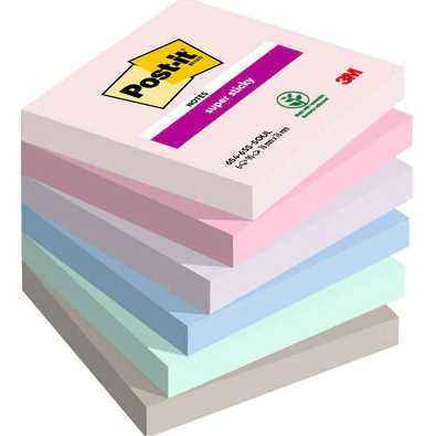 Pack 6 Blocs 90 Hojas Notas Adhesivas 76x76mm Super Sticky Colección Soulful 654-6ss-Soul Post-It 71