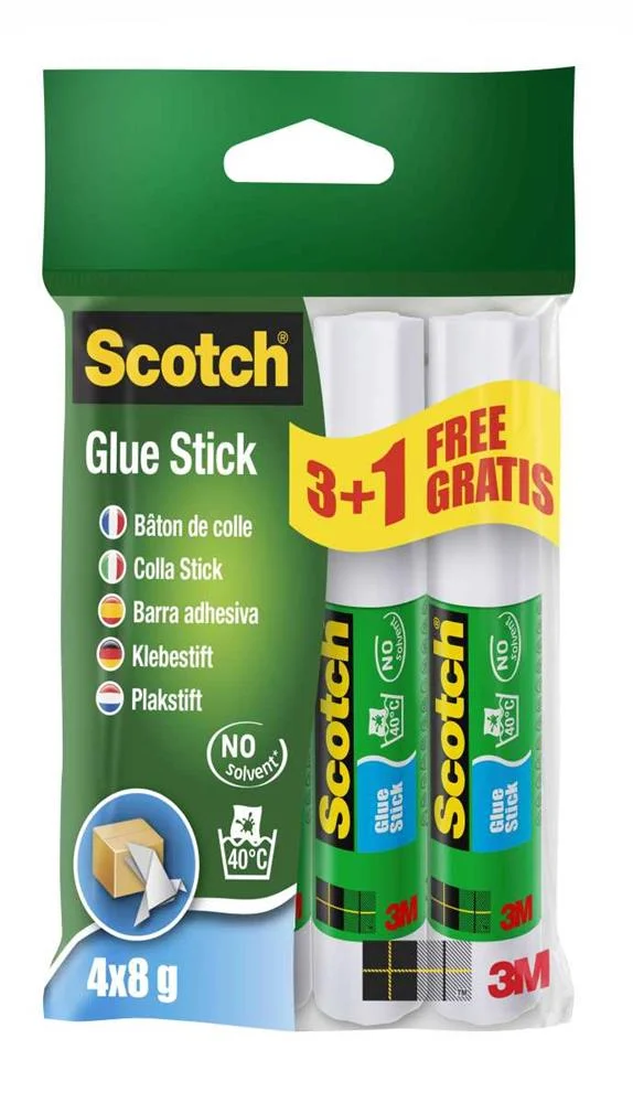 Pack 3+1 Barras Adhesivo Permanente 8g 6232sn Sco.