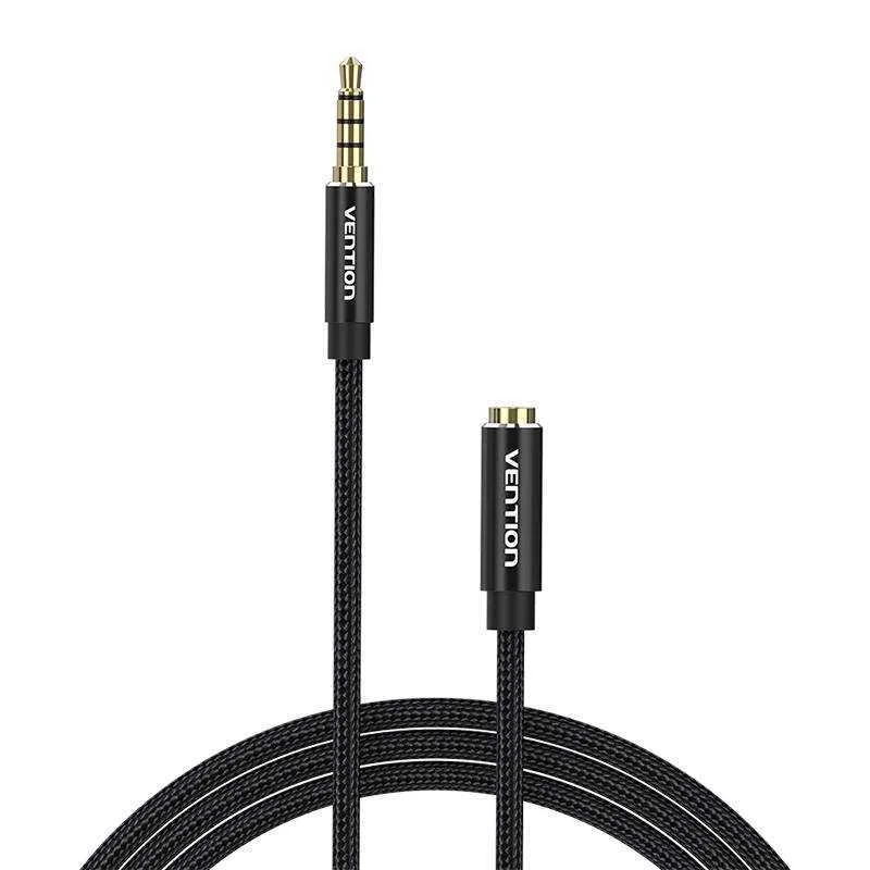 Trrs 3.5mm Male To 3.5mm Female Audio Extender 5m Vention Bhcbj Black
