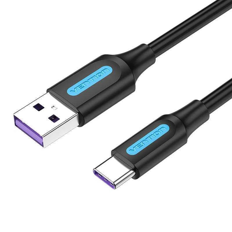 Cabo Usb 2.0 a a Usb-C Vention 5a 1m Pvc Preto