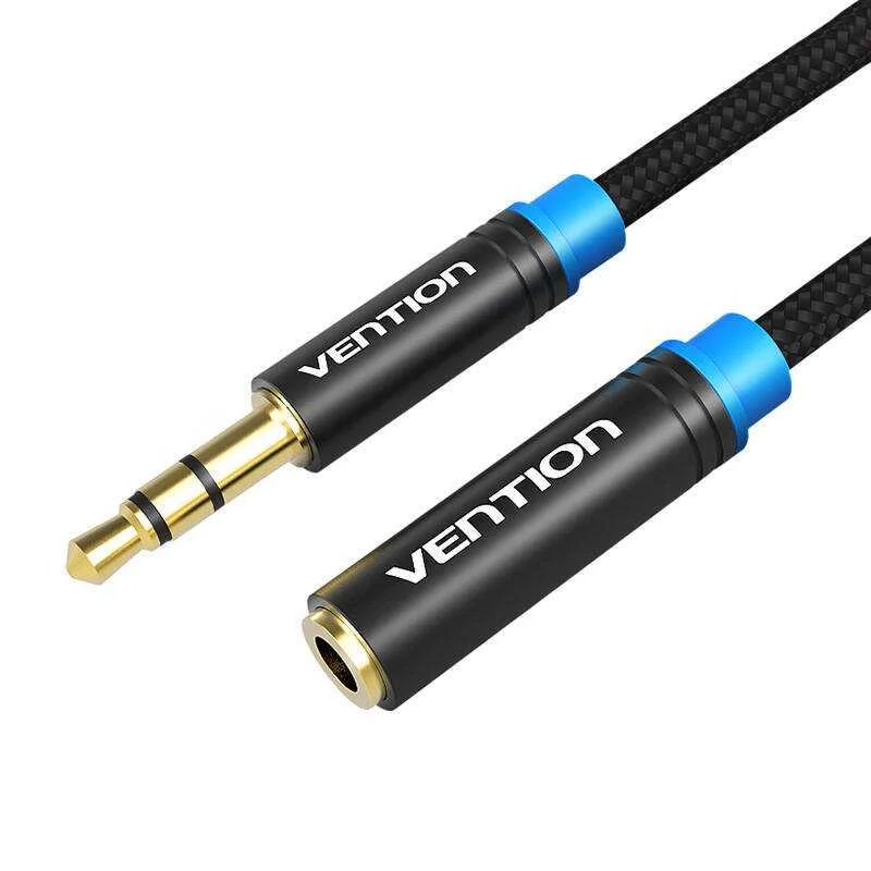Cabo &Aacute;udio Tran&ccedil;ado 3.5mm M-F Vention 3m Preto