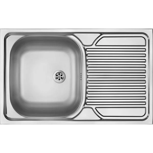 1-Bowl Steel Sink With Drainer - Overlay