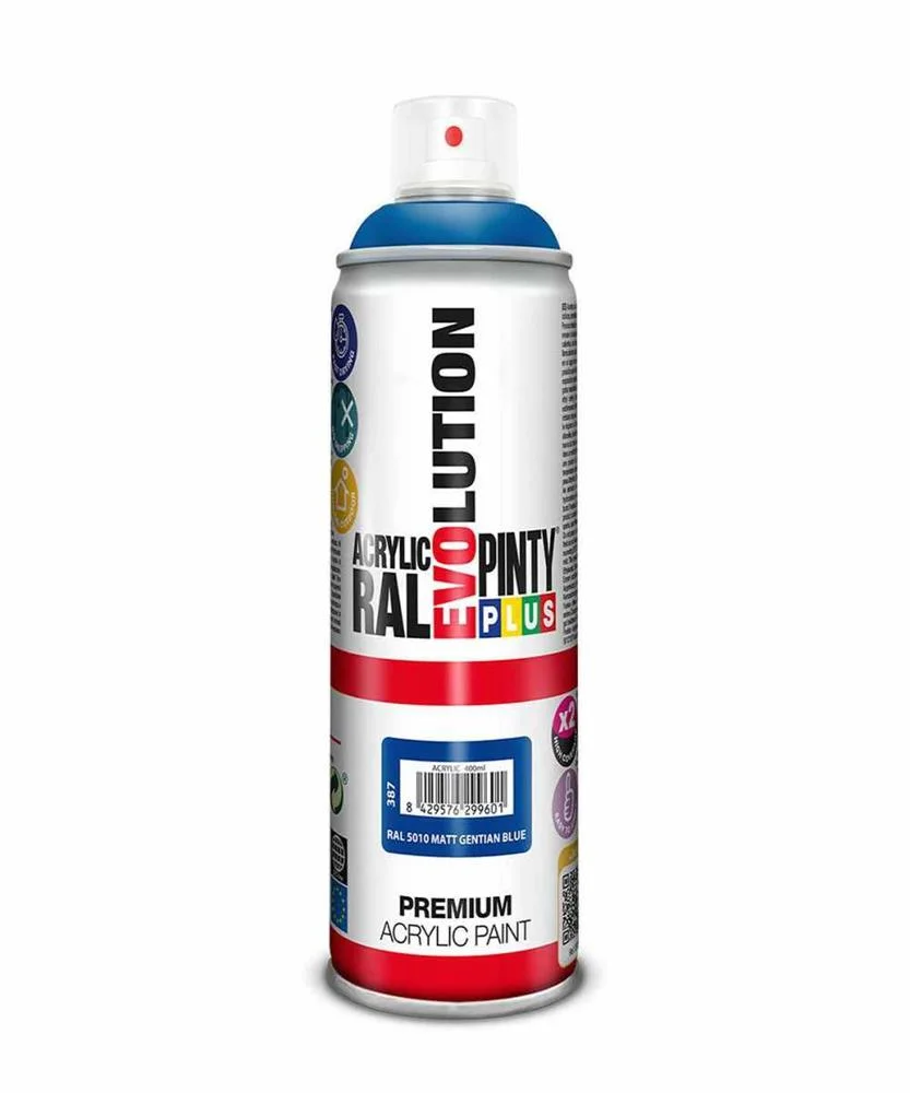 Tinta em Spray Pintyplus Evolution Ral 5010 Gentian Blue 400 Ml Mate 