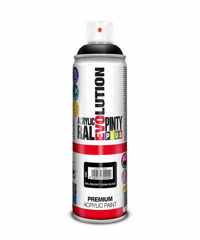 Tinta em Spray Pintyplus Evolution Ral 9004 Signal Black 400 Ml Mate 