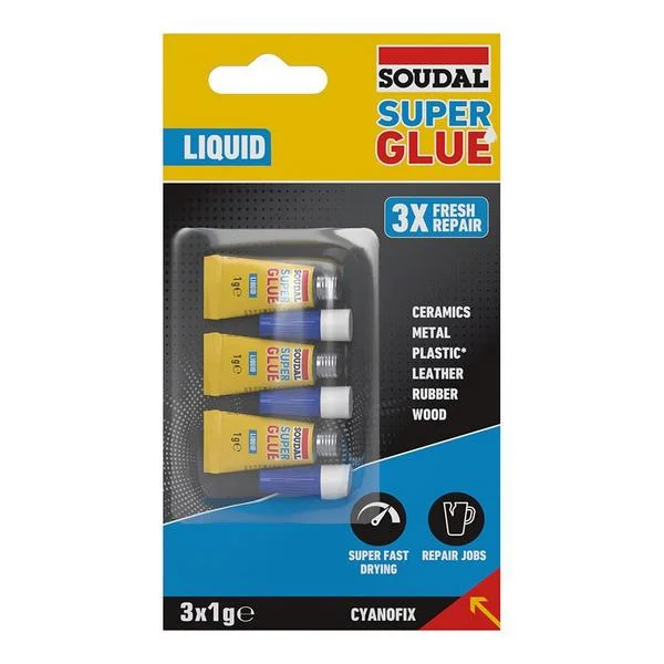 Soudal Super Glue L&iacute;quido 3x1g 160023