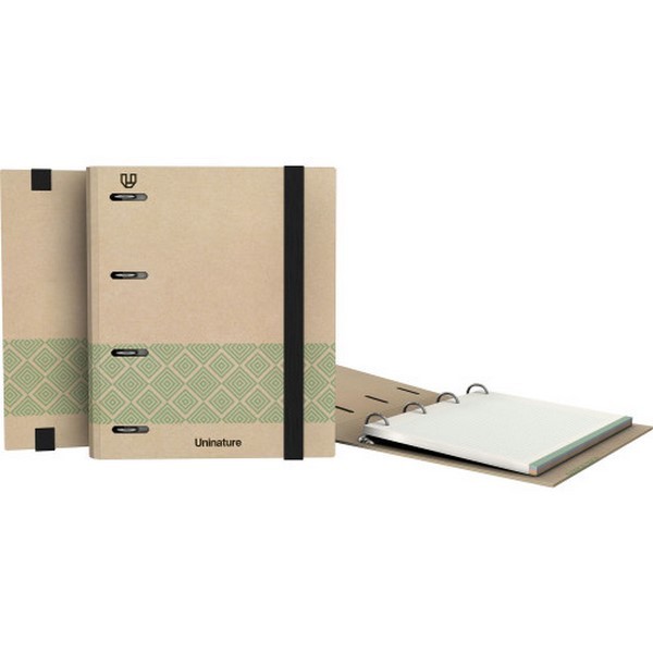 Carpebloc Reciclado Anillas 4x25mm + 90 Hojas 90gr Con Banda Color Kraft Soft A5 Verde Uninature 881
