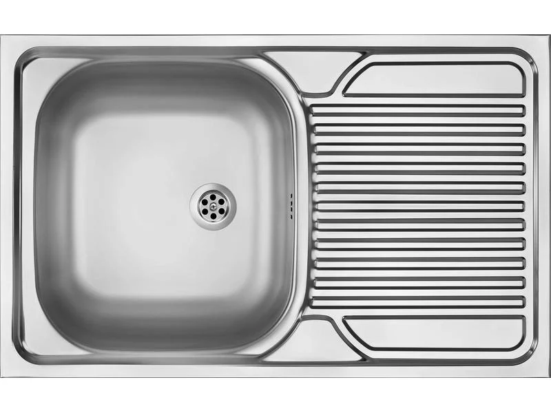 1-Bowl Steel Sink With Drainer - Overlay