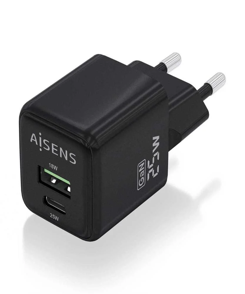 Cargador Gan de Pared Aisens Asch-25w2p015-Bk/ 1x.