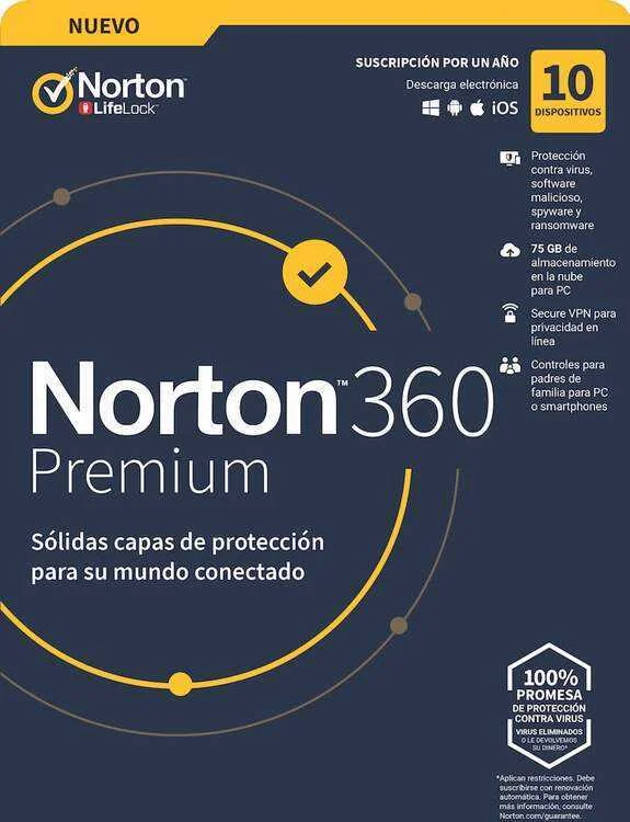 Norton 360 Premium Antivirus 75GB 1util. 10 disp.