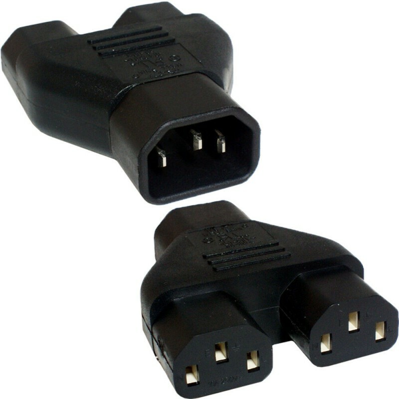 Adaptador Iec Macho para 2 Iec Femea