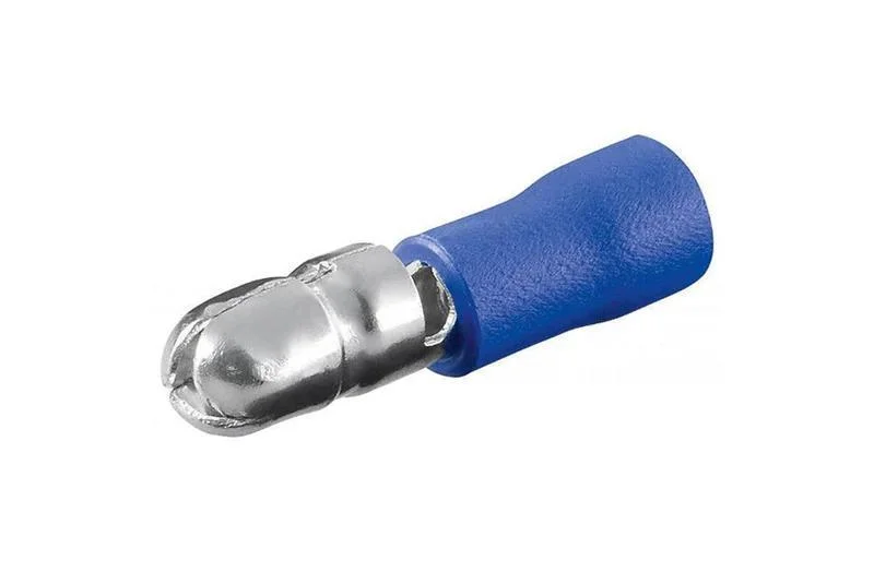 Terminal Cilindrico Macho Isolado Azul 4.0mm
