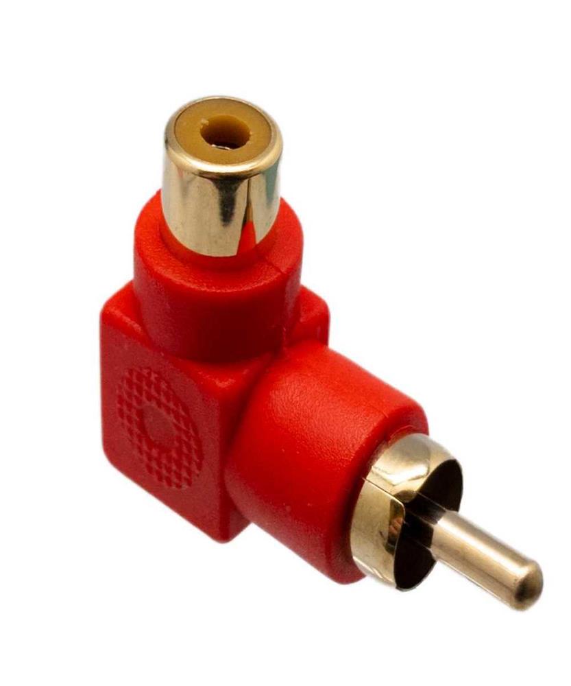 Adaptador Rca Macho-Hembra Acodado, Color Rojo