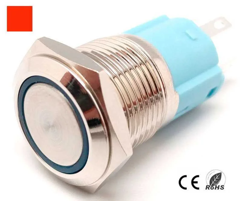 Botão de Pressão Anti-Vandalismo, Desligado-(Ligado), LED 220v Vermelho