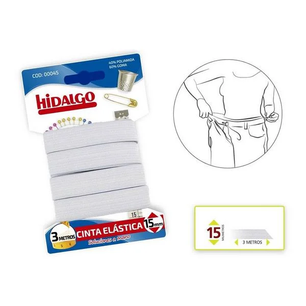 Bl&iacute;ster El&aacute;stico 15mmx3m Branco Hidalgo