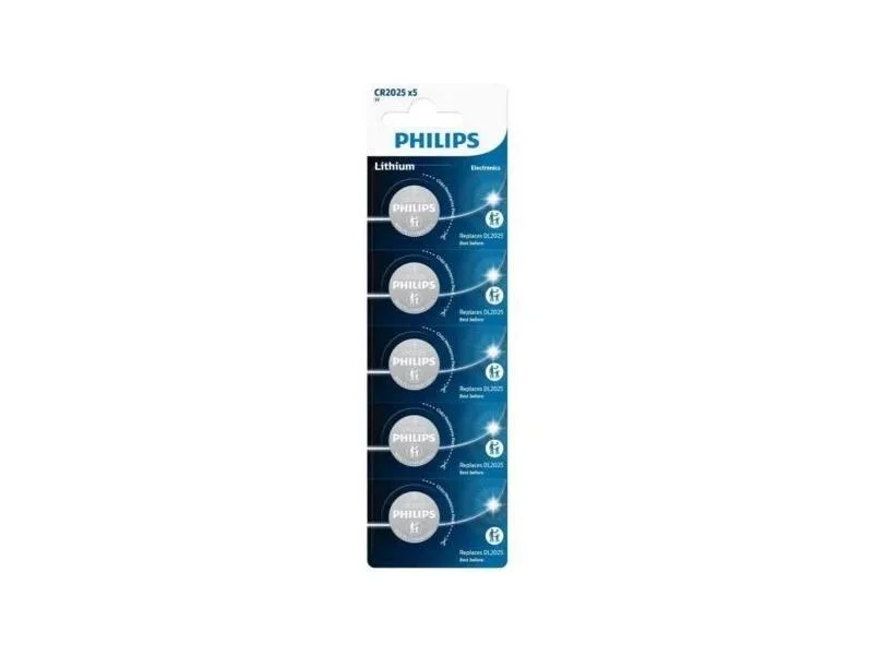 Pack de 5 Pilas de Bot&oacute;n Philips Cr2025p5/01b Lit.