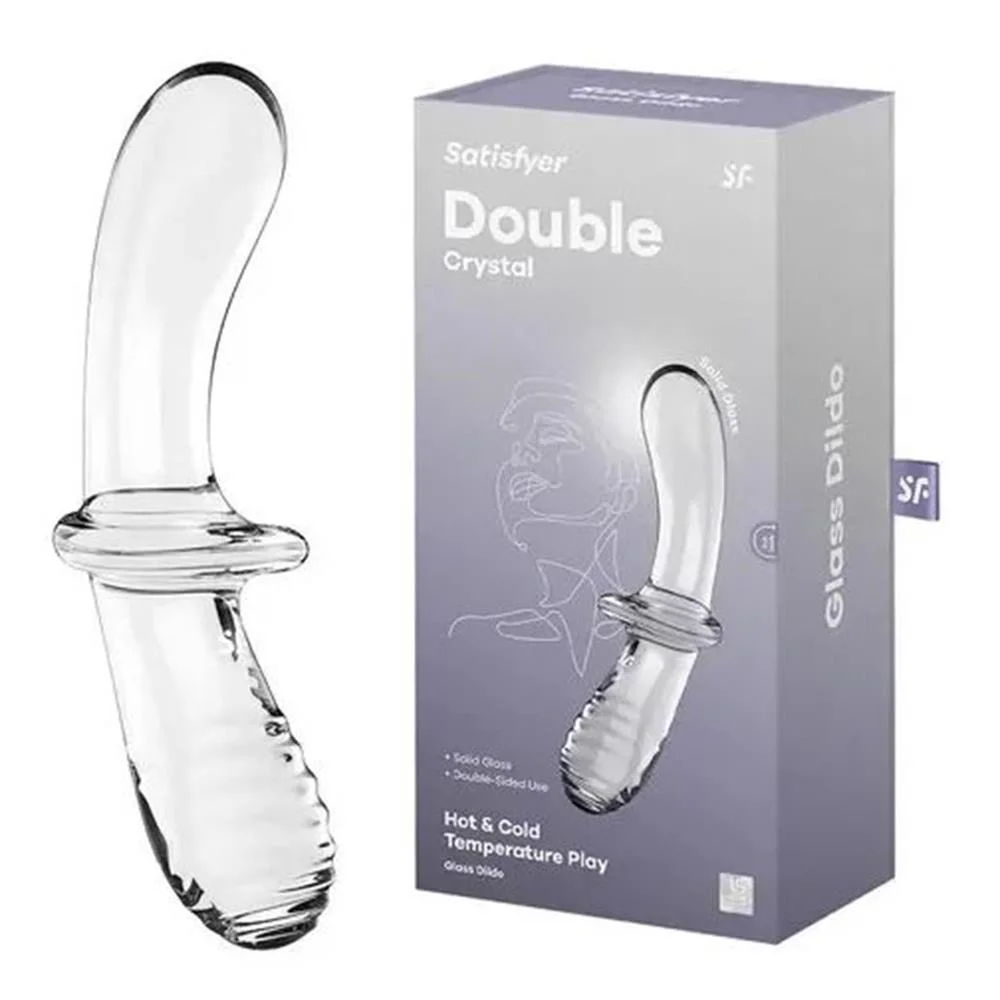 Vibrador Satisfyer Dildo Duplo de Cristal Temperatura de Jogo Quente e Frio Transparente 1un