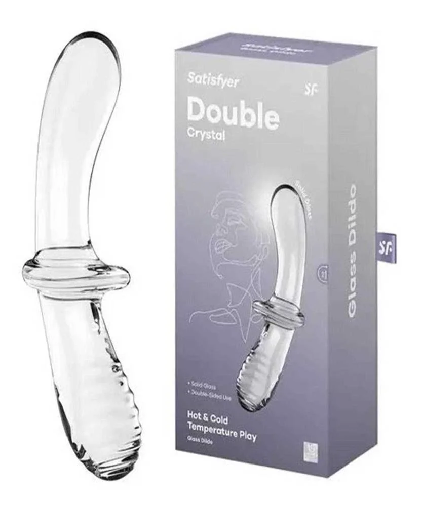 Vibrador Satisfyer Dildo Duplo de Cristal Temperatura de Jogo Quente e Frio Transparente 1un