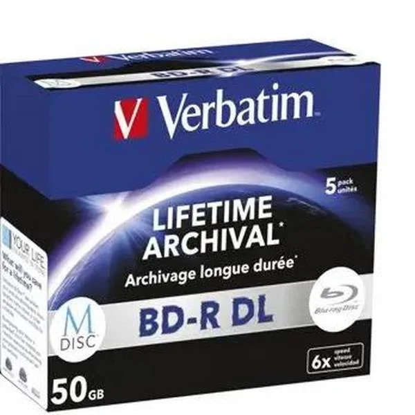 Pacote de 5: Verbatim M-Disc BD-R Blu-Ray 50 GB