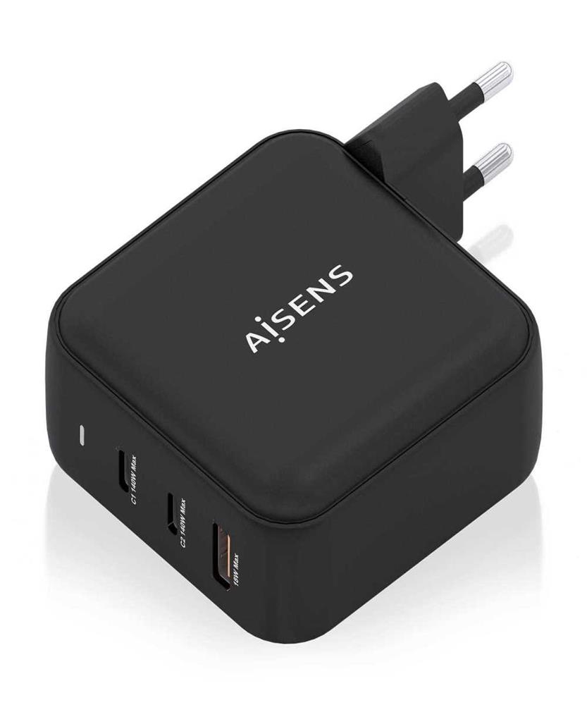 Cargador Gan de Pared Aisens Asch-140w3p031-Bk/ 2xusb Tipo-C/ 1xusb/ 140w