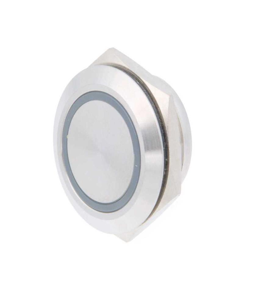 Pulsador Metálico Ultra Corto [12.15mm] Ø19mm Con LED Azul - 12v, Conexión Jst-Phr-4