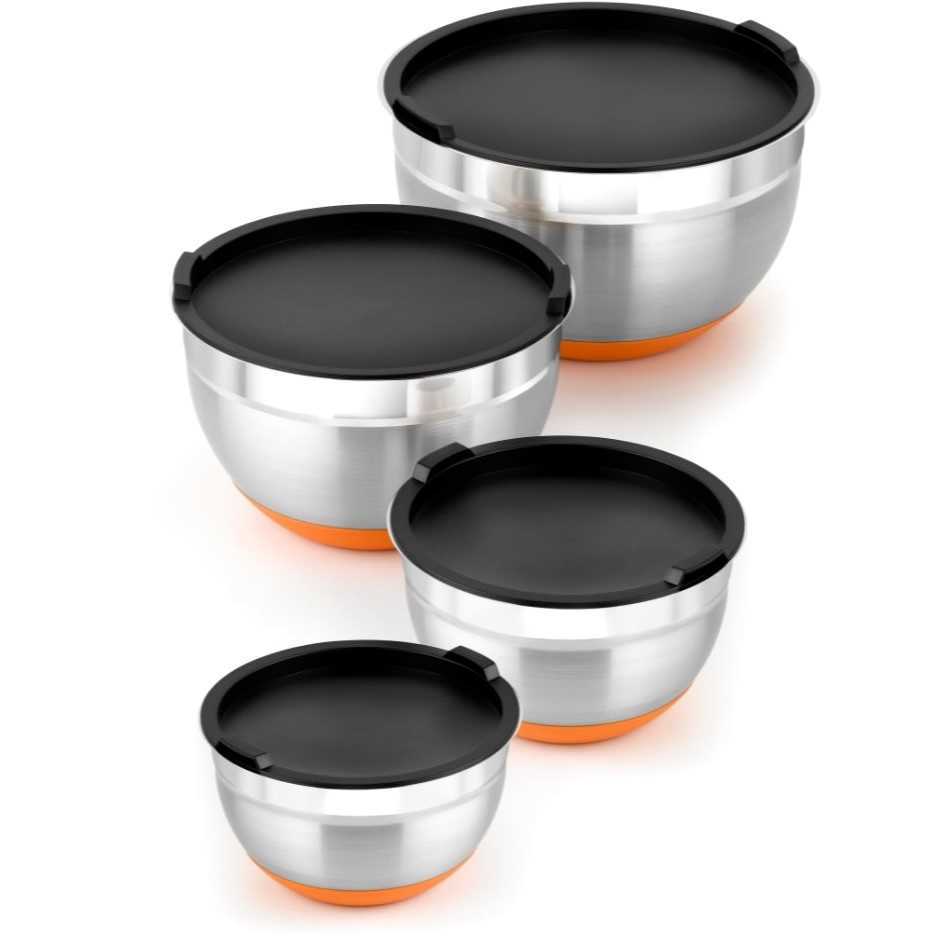 Set 4 Tigelas Inox c/ Tampa Bra