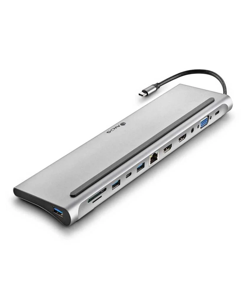 Hub Usb-C "12-Em-1" 2x Hdmi / 2x Usb-A / Usb-C / Rj45 / Vga / Displayport / Jack / Sd / Tf - Ngs