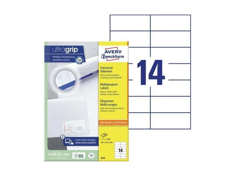 Etiquetas Multiuso com Ultragrip 3653
