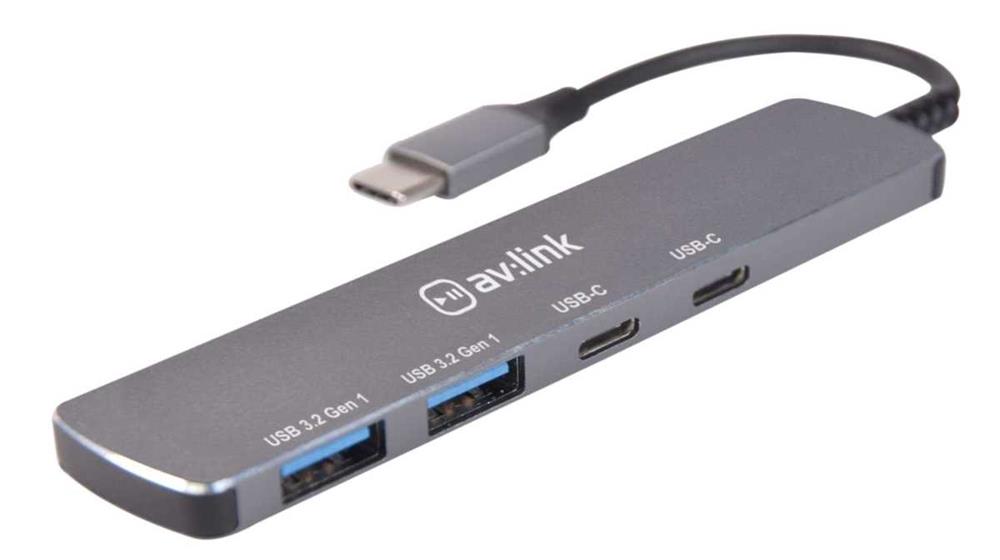 Hub USB3.2 Type-C ultrafino de 4 portas