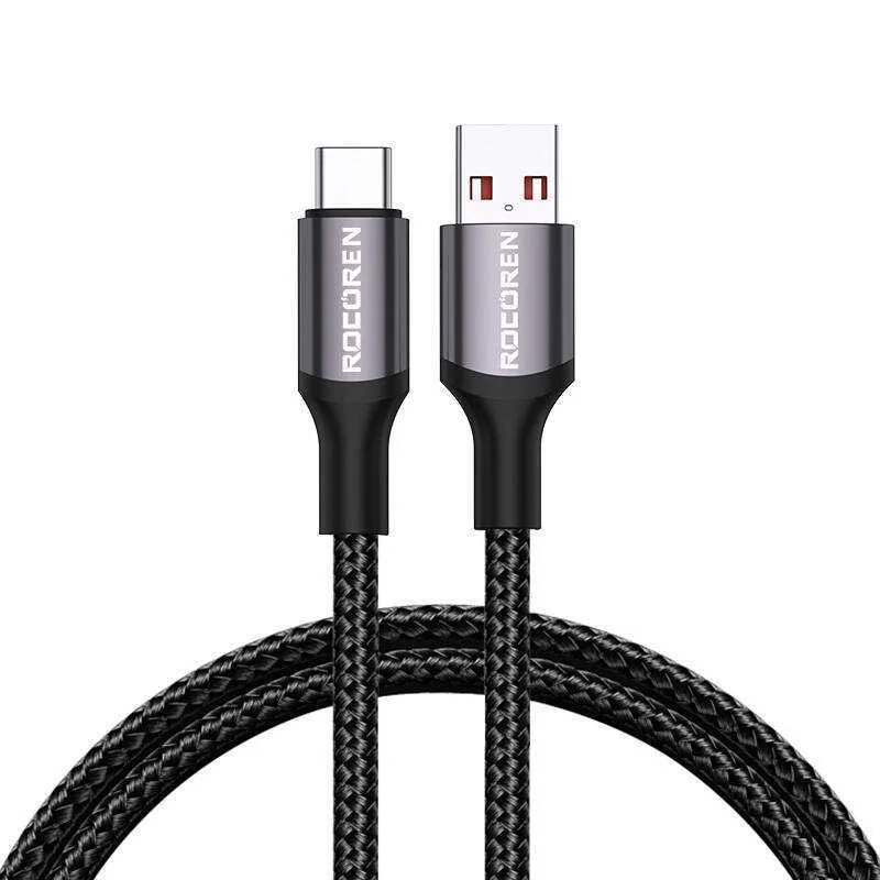 Fast Charging Cable Rocoren Usb-A To Usb-C Retro Series 2m 3a (Grey)