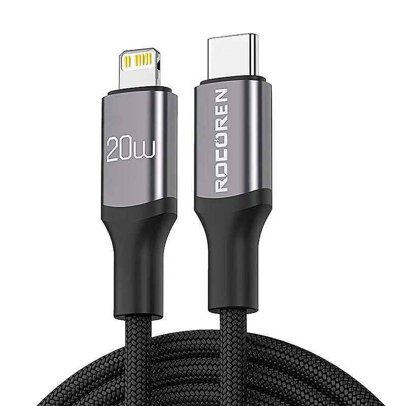 Fast Charging Cable Rocoren Usb-C To Lightning Retro Series 2m (Grey)