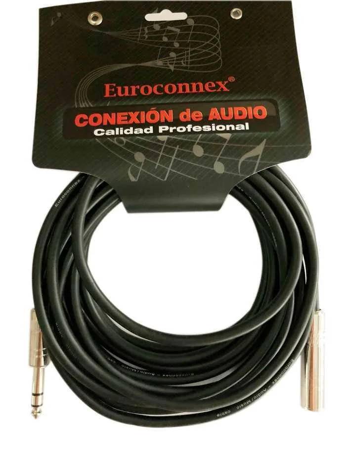 Cabo 6.35mm Estereo Ma a 6.35mm Estereo Fãªmea, 5m