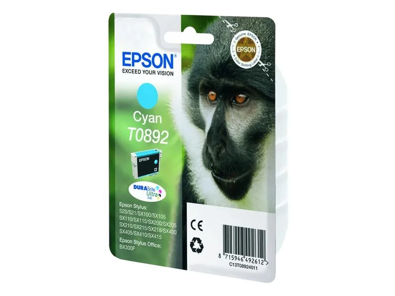 Epson Monkey Singlepack Cyan T0892 Durabrite Ultr.