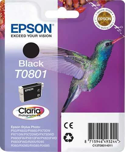 Epson Hummingbird Tinteiro Preto T0801 Tinta Clar.
