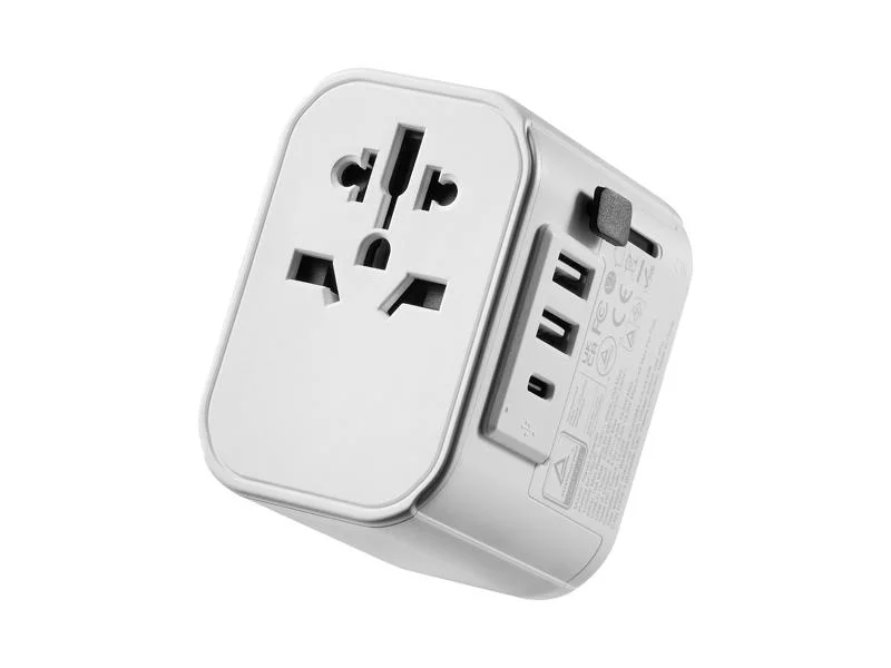 Adaptador de Viagem Ewent Ew1475 Universal para Eu/Usa/Cn/Aus/Uk + Dual Usb-A + Usb-C Branco