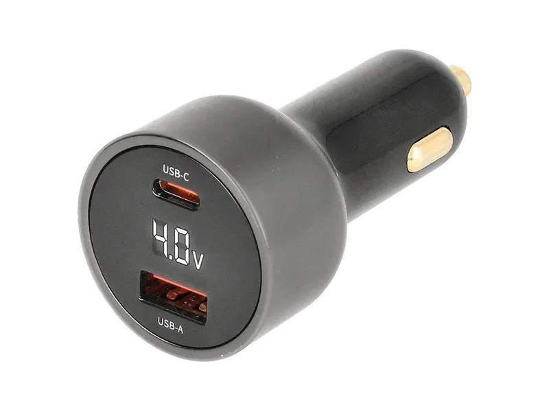 Carregador Isqueiro Duplo Usb-C + Usb-A 65w Gan C/ Ecrã LED - Nimo