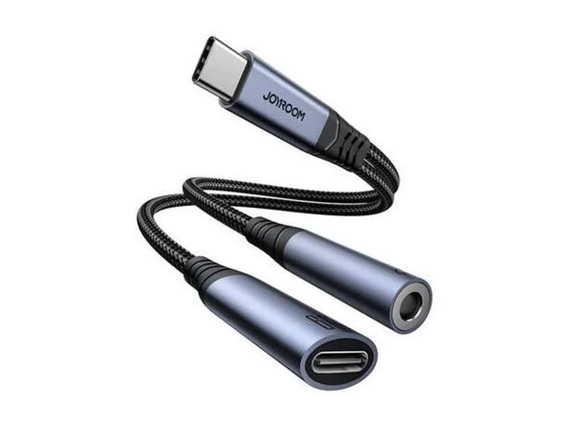 2-In-1 Audio Adapter Joyroom Sy-C02 Type-C To 3.5mm + Type-C (Black)