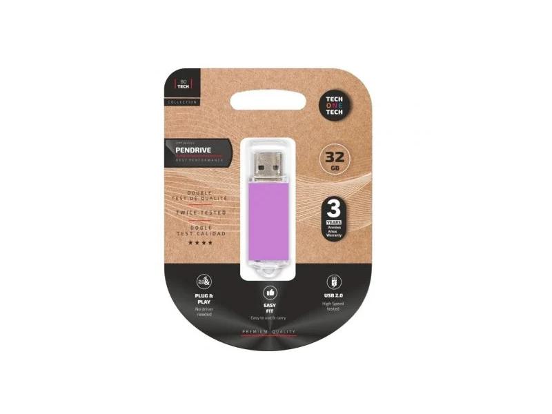 Pendrive 32gb Tech One Tech Basic Usb 2.0/ Purpura Claro